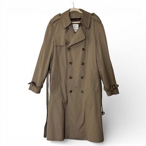 London Fog Maincoats Men’s Trench Coat 42L Long Tan Belted Removable Liner